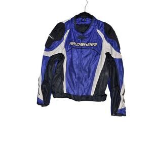Fieldsheer Protector Motorcycle Jacket sz Large Armored Padded  Blue Black White